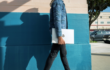 A man walking outside